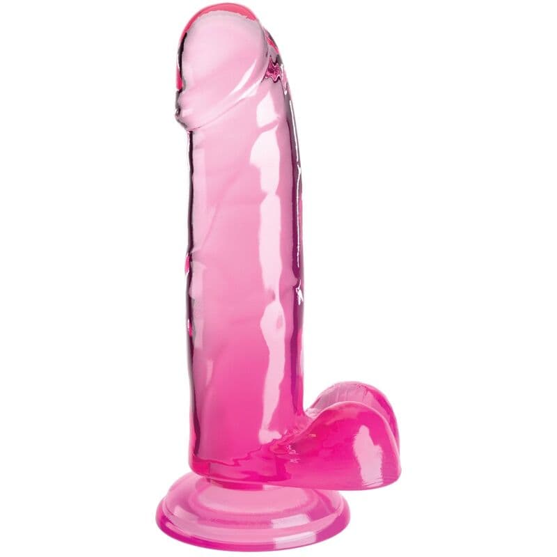 KING COCK - CLEAR PENE REALÍSTICO CON TESTÍCULOS 15.2 CM ROSA