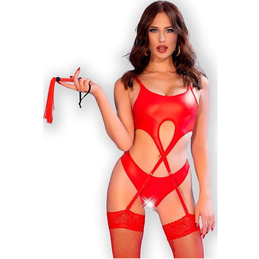 CHILIROSE - CR 4625 SET CUATRO PIEZAS CROTCHLESS ROJO L