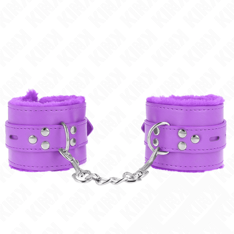 KINK - MUÑEQUERAS FORRADAS CON AGUJEROS CUADRADOS VIOLETA Y CORREA VIOLETA AJUSTABLE 17-29 CM X 6 CM