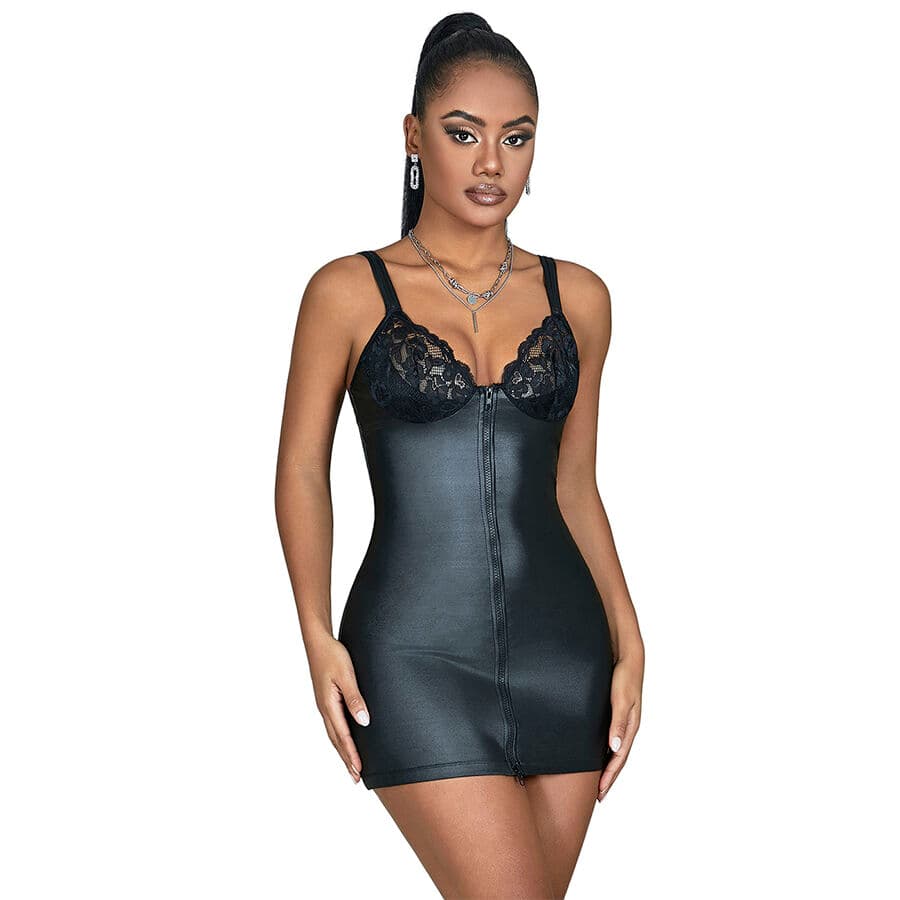 SUBBLIME - 957575 VESTIDO DE CUERO CON CREMALLERA NEGRO L/XL
