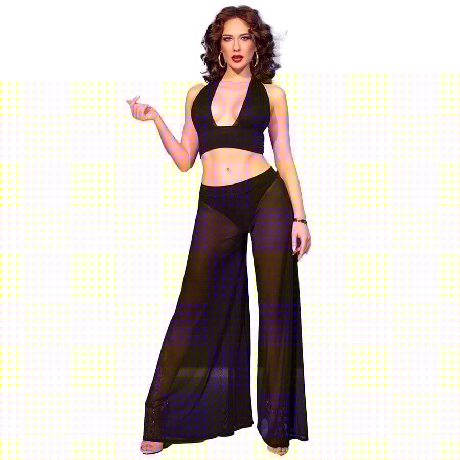CHILIROSE - CR  4857 SET TOP Y PANTALONES NEGRO TALLA M