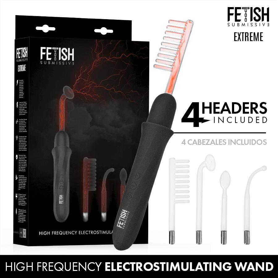 FETISH SUBMISSIVE - VIBRADOR WAND ELECTROESTIMULACIÓN ALTA FRECUENCIA