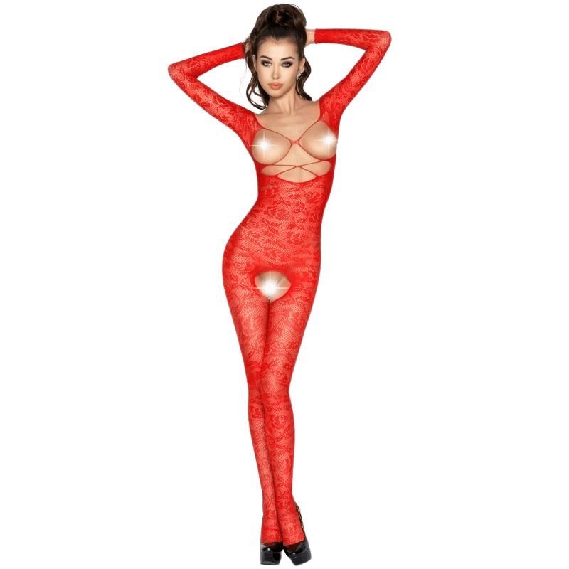 PASSION - WOMAN BS031 BODYSTOCKING ROJO TALLA ÚNICA