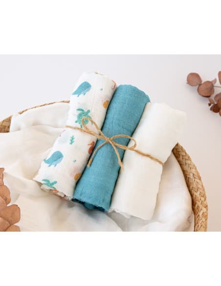 ESTUCHE MUSELINA 70X70 CM BAMBU 3 UNID 621006403