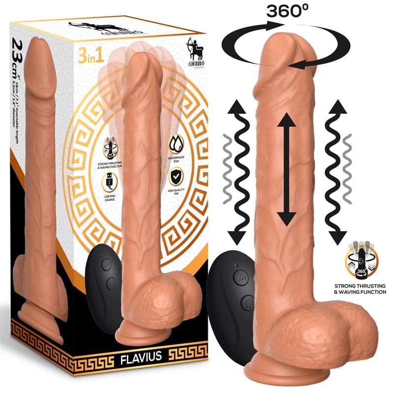 Flavius Dildo con Vibración, Thrusting y Waving 360º 9 - 23 cm