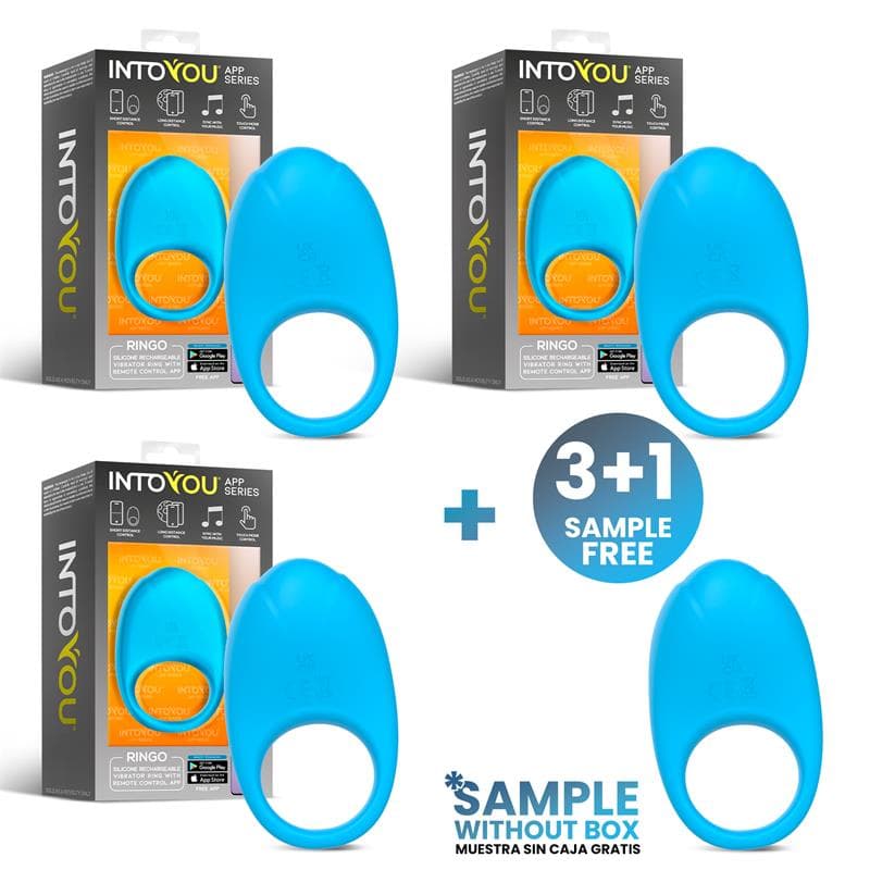 Pack 3 + Muestra Ringo Anillo Vibrador con APP Azul