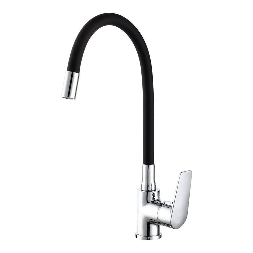 GRIFO MONOMANDO DE COCINA CAÑO ALTO FLEXIBLE NEGRO SERIE BAIONA