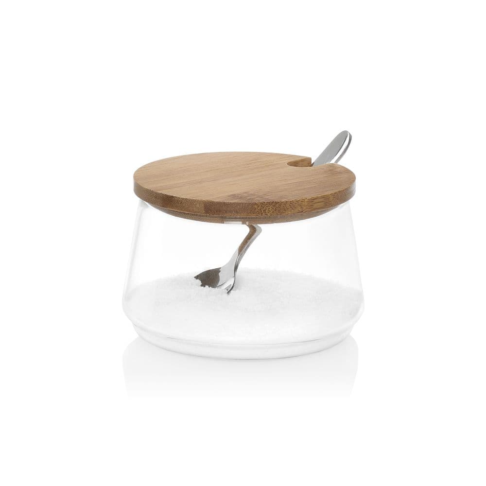 AZUCARERO VIDRIO / BAMBÚ Ø 8,5 x 5,5 cm