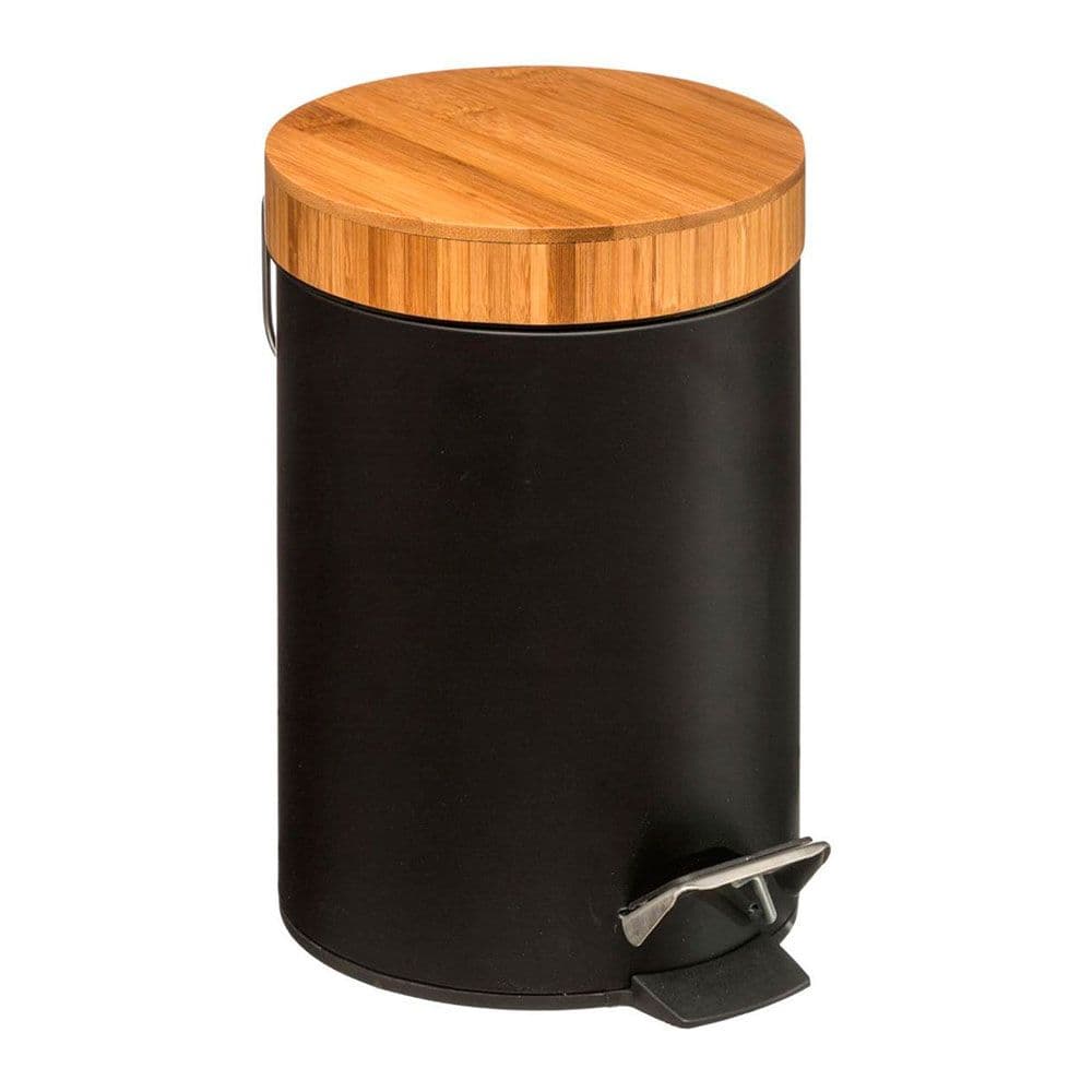 PAPELERA PEDAL BAMBU-NEGRO 3 l