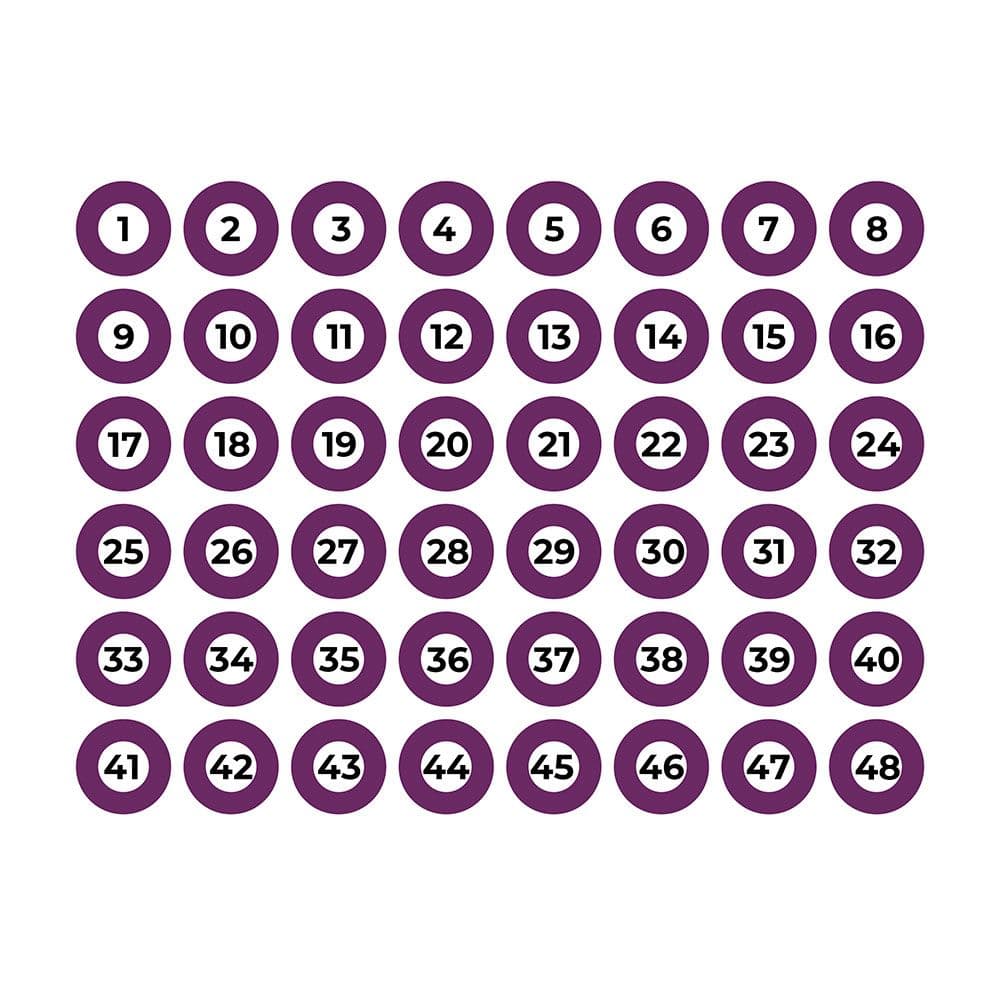LÁMINA ADHESIVA A4 NUMERADA 1-48 MORADO EDM