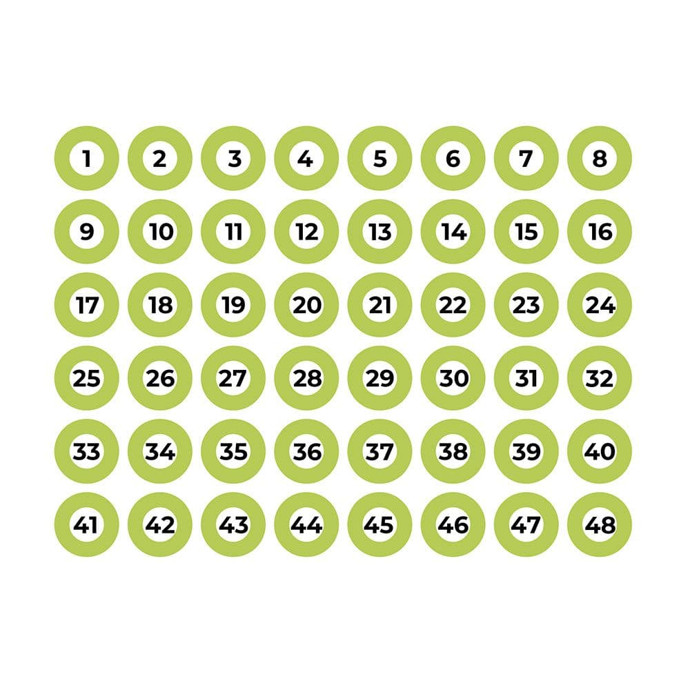 LÁMINA ADHESIVA A4 NUMERADA 1-48 VERDE EDM