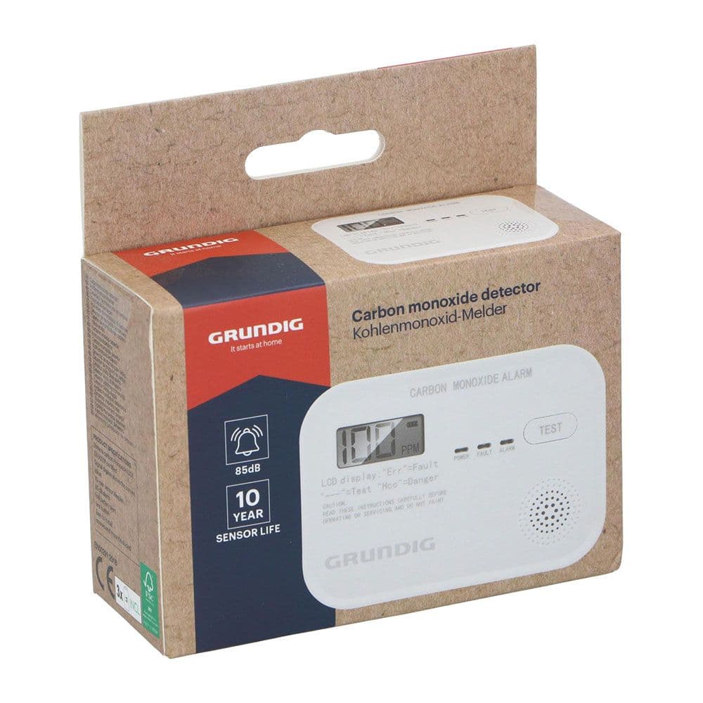 DETECTOR DE MONÓXIDO DE CARBONO CON PANTALLA DIGITAL - 11,1 x 8 x 3,8 cm