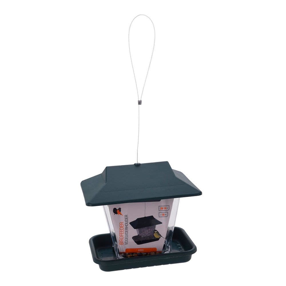 COMEDERO PARA PAJAROS. COLOR VERDE. FORMA DE CASITA 20 x 14 x 18 cm