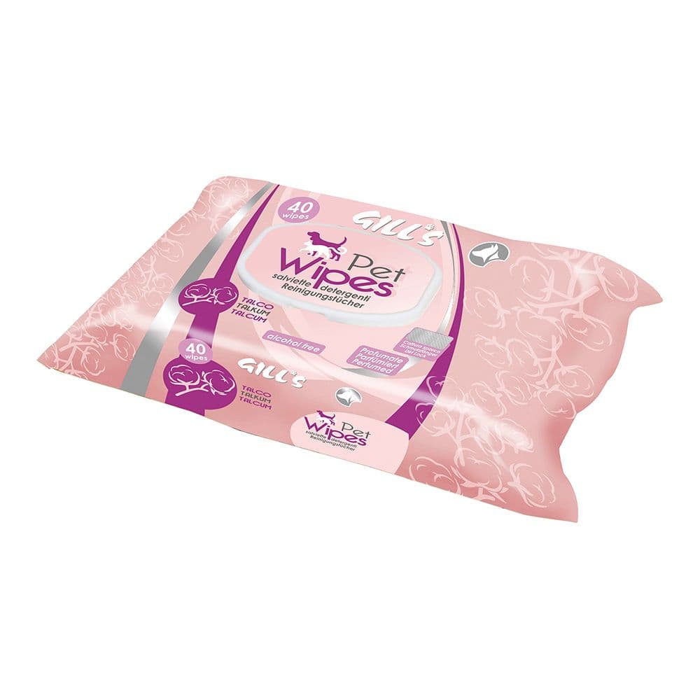 TOALLITAS HÚMEDAS MASCOTAS XL 30 x 20 cm, 40 uds, AROMA PERFUME DE TALCO