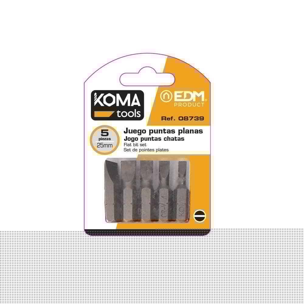 JUEGO PUNTAS PLANAS 5 PIEZAS x 25mm KOMA TOOLS
