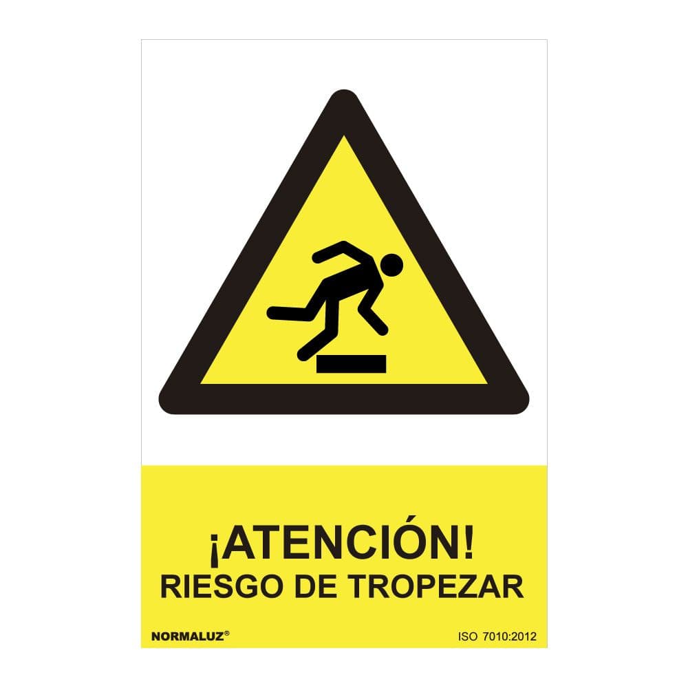 CARTEL "ATENCION RIESGO DE TROPEZAR" (PVC 0.7mm) 30x40cm NORMALUZ