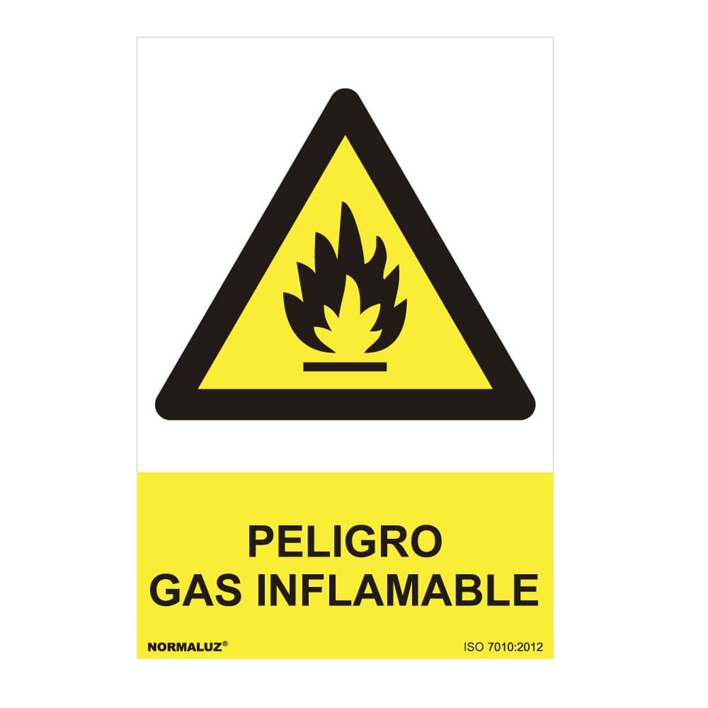 CARTEL PELIGRO "PELIGRO GAS INFLAMABLE" (PVC 0.7mm) 30x40cm NORMALUZ