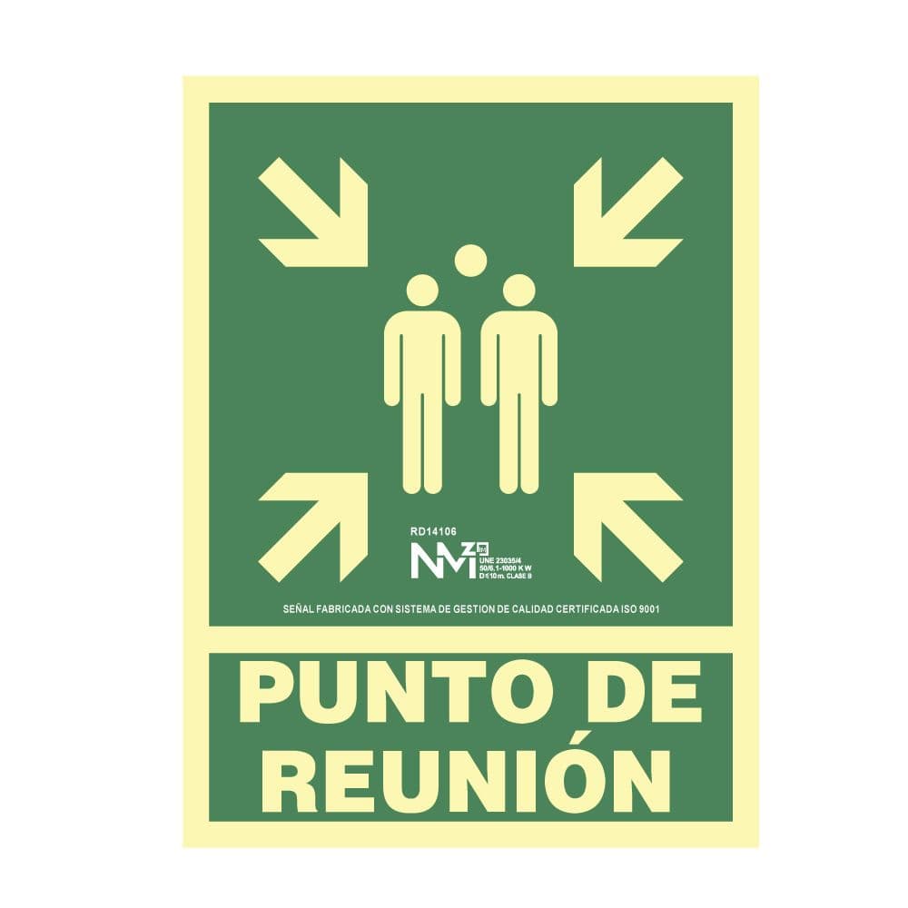 CARTEL DE EVACUACIÓN "PUNTO DE REUNION" CLASE B (PVC 0,7mm) 22.4x30cm NORMALUZ