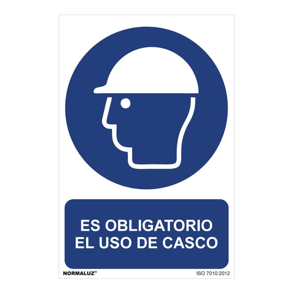 CARTEL "ES OBLIGATORIO EL USO DE CASCO" (PVC 0,7mm) 30x40cm NORMALUZ