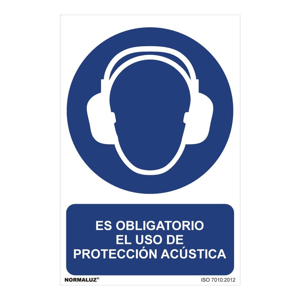 CARTEL "ES OBLIGATORIO EL USO DE PROTECCION ACUSTICA" (PVC 0,7mm) 30x40cm NORMALUZ