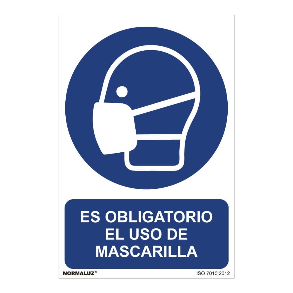 CARTEL "ES OBLIGATORIO EL USO DE MASCARILLA" (PVC 0,7mm) 30x40cm NORMALUZ