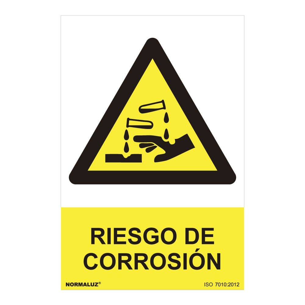 CARTEL PELIGRO "RIESGO DE CORROSION" (PVC 0.7mm) 30x40cm NORMALUZ