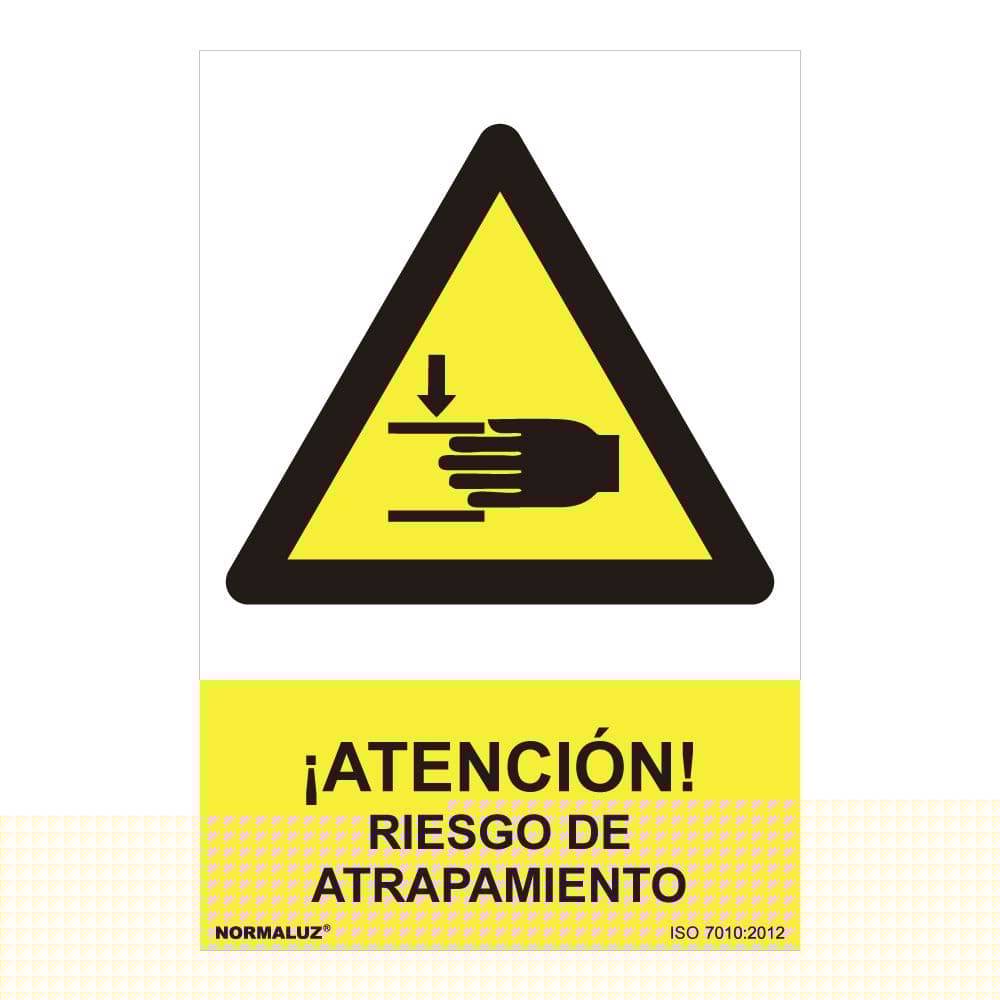 CARTEL PELIGRO "ATENCION RIESGO DE ATRAPAMIENTO" (PVC 0.7mm) 30x40cm NORMALUZ