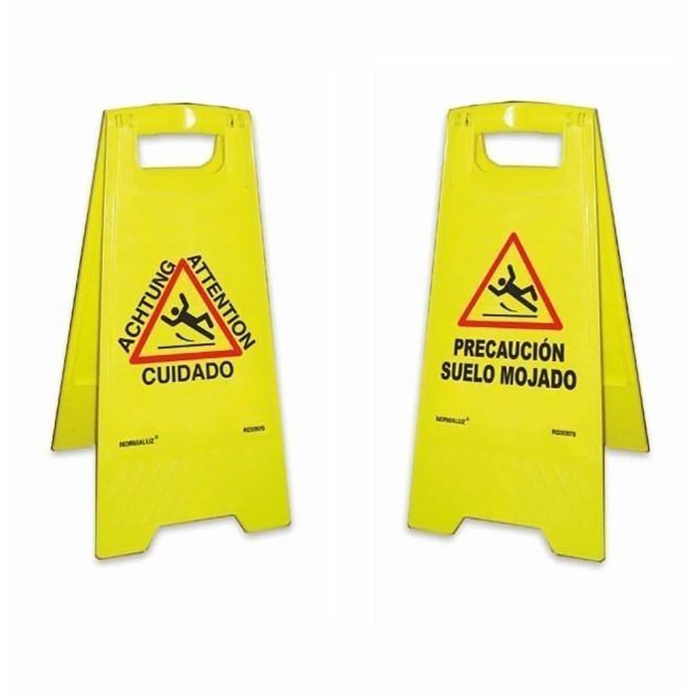 PANEL AMARILLO PRECAUCION SUELO MOJADO 62cm Al. NORMALUZ