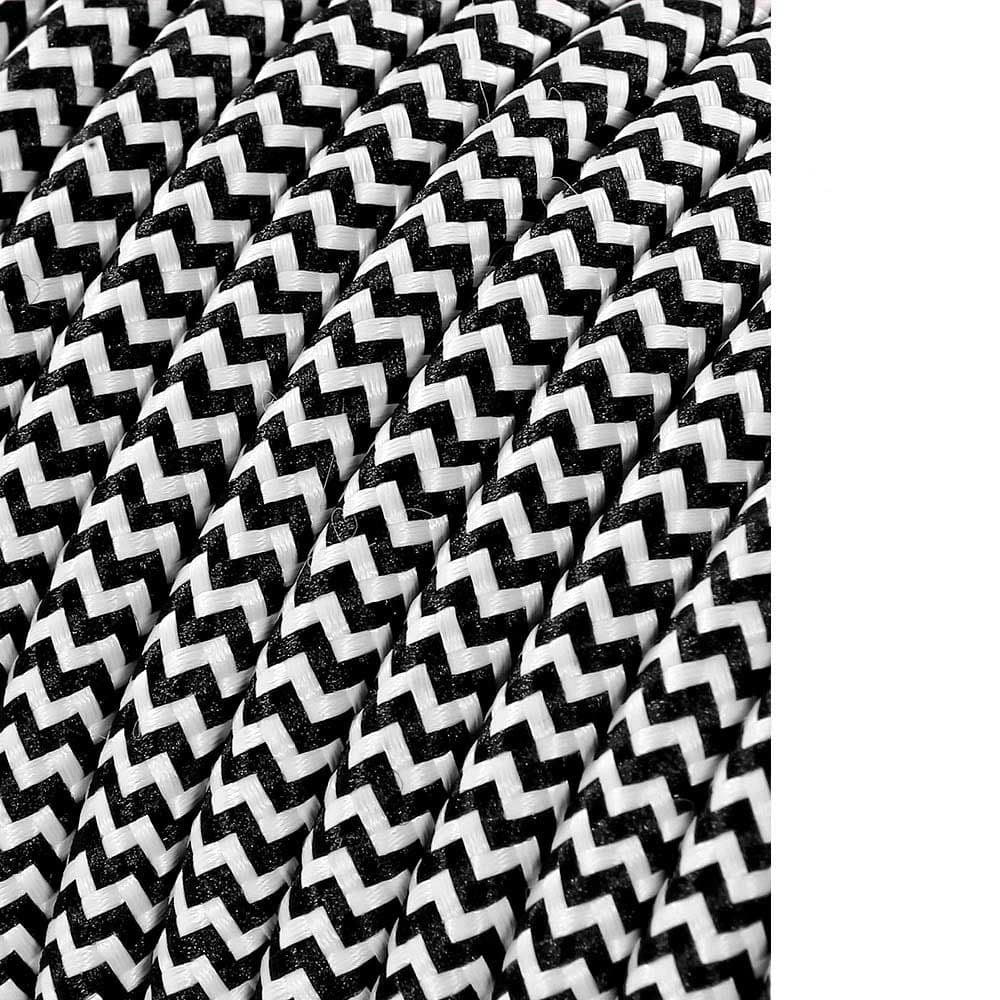 CARRETE CABLE CORDÓN TUBULAR H03VV-F 2 x 0,75 mm² RALLADO BLANCO/NEGRO, 5 m