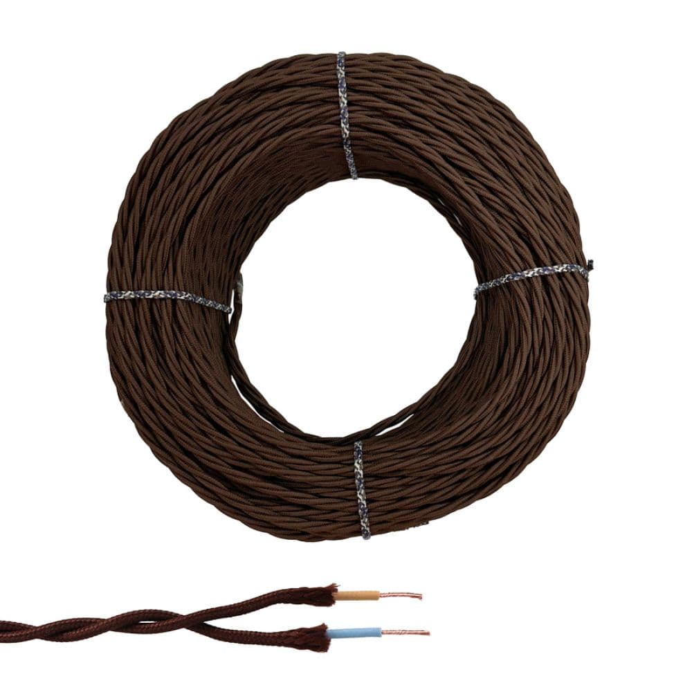 CABLE PARALELO TEXTIL TRENZADO H05VV-F 2 x 1,50 mm² MARRÓN EURO/m