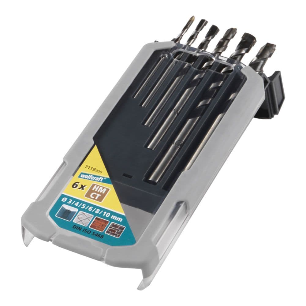 BROCA PARA HORMIGÓN PROFESSIONAL FILO DE CARBURO DE TUNGSTENO, JUEGO 6 PIEZAS, Ø3,00 - Ø10,00 mm