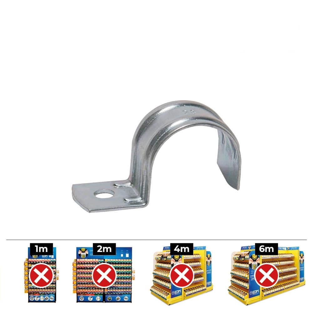 GRAPA PARA CABLE TUBULAR Ø28 x 28 mm 928F, METALIZADO, CAJA 100 uds