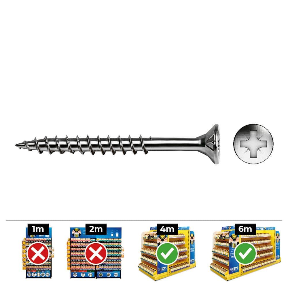 CAJA 200 unid. TORNILLO MADERA AVELLANADO PZ R/PARC REF VLOXP Ø4x70mm ZINCADO