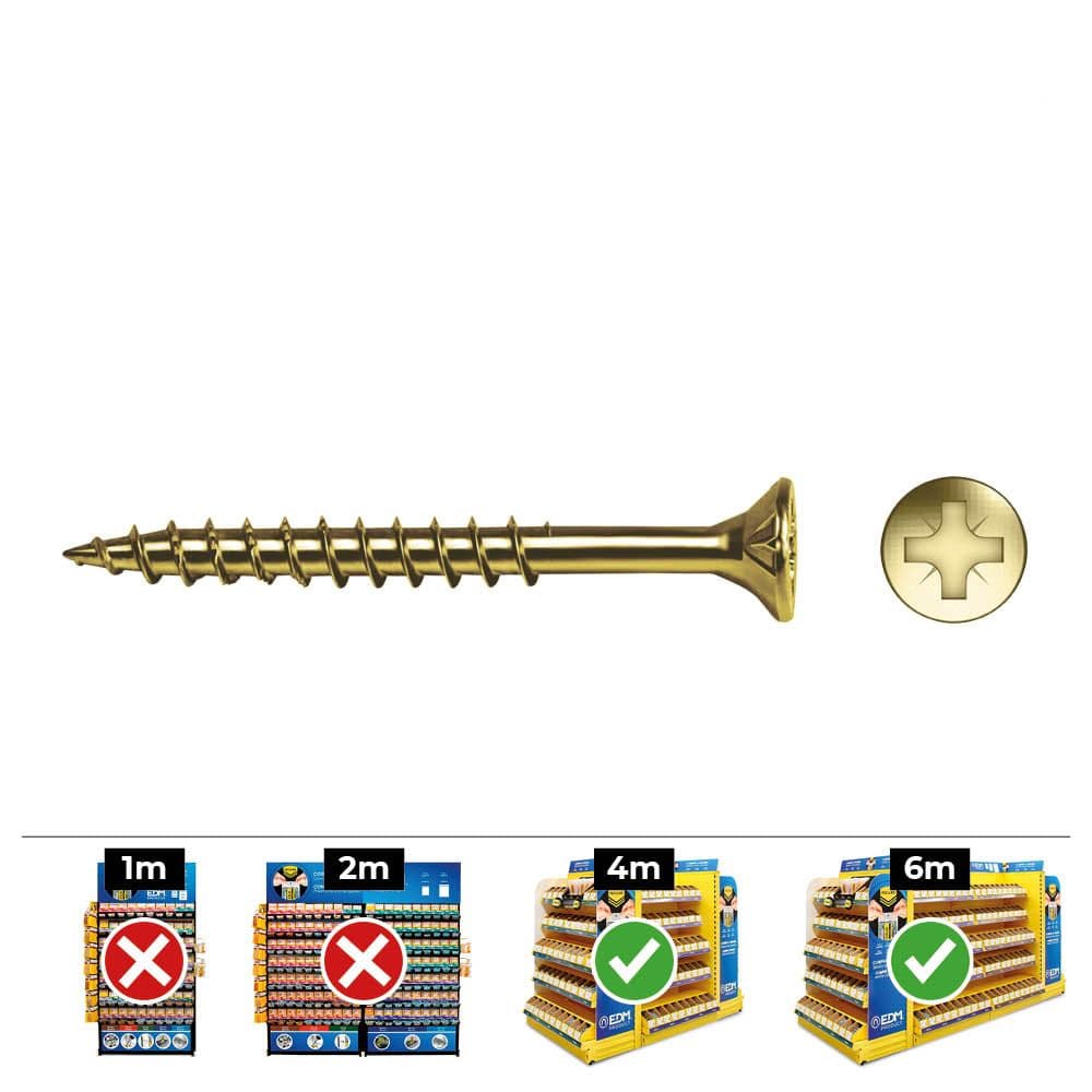 CAJA 200 UNIDADES TORNILLO MADERA AVELLANADO PZ R/PARC DIN/REF VLOX P Ø6 x 60 mm BICROMATADO