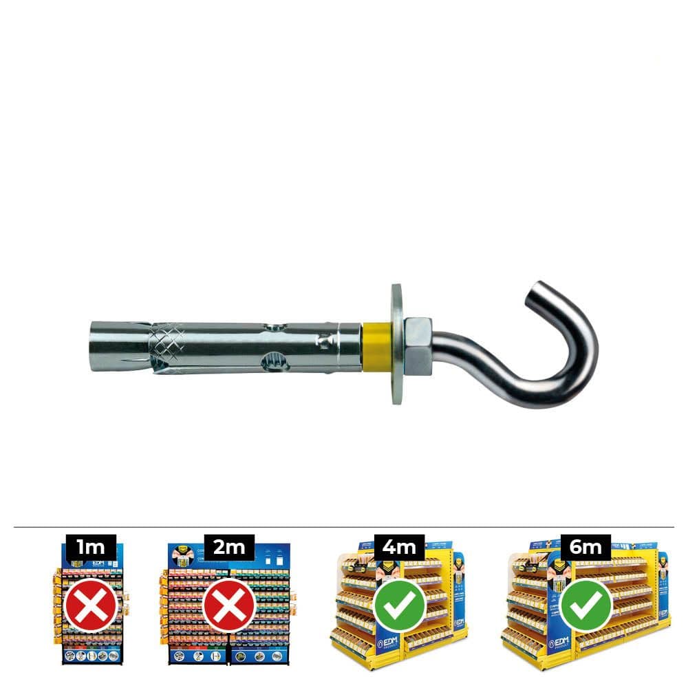 ANCLAJE DYNABOLT GANCHO ZINCADO Ø8 x 45 mm, CAJA 100 uds