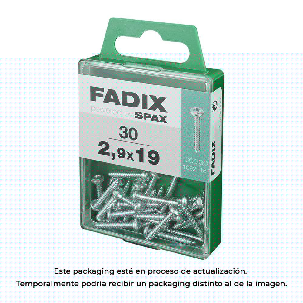 CAJA M 30 unid. TORNILLO ROSCA CHAPA CR CINC 2,9x19mm FADIX