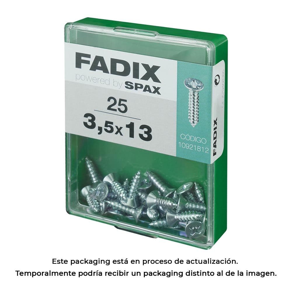 CAJA M 25 unid. TORNILLO ROSCA CHAPA CP CINC 3,5x13mm FADIX