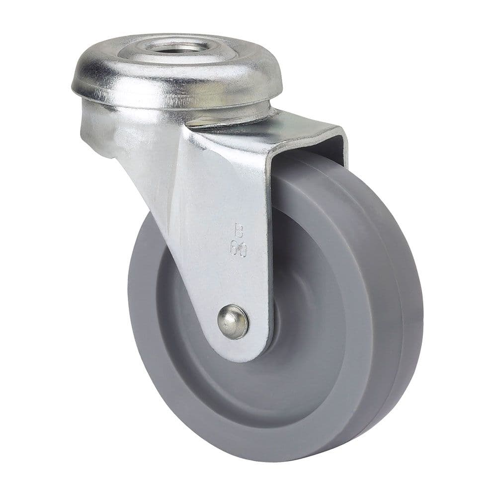 RUEDA GIRATORIA CON AGUJERO Y EJE LISO, COLOR GRIS, CARGA MÁX. 22 kg, Ø 4 cm