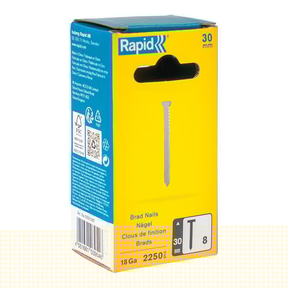 CLAVO 8 / 30 mm GALVANIZADO 18GA, 2250 uds