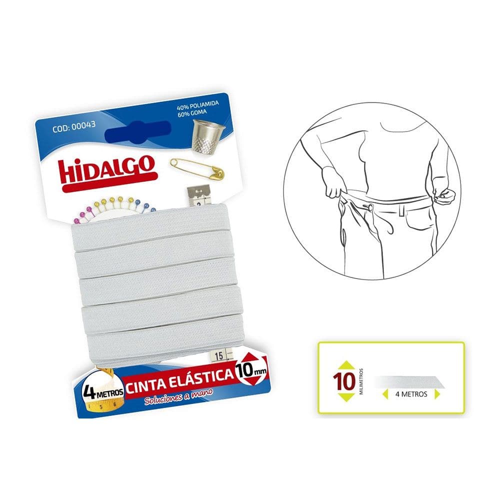 BLISTER CINTA ELÁSTICA 10mmx4mts.BLANCO HIDALGO