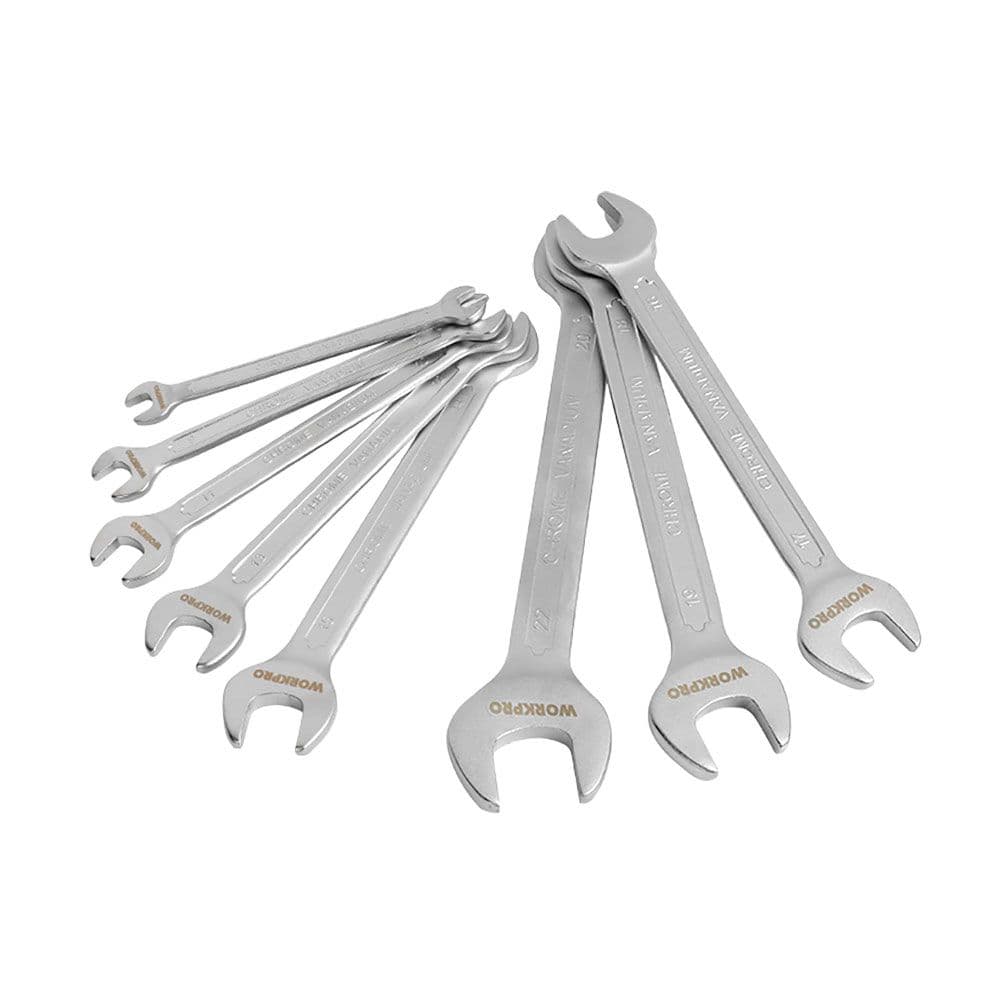 LLAVE FIJA DE DOS BOCAS, CROMO VANADIO, JUEGO 8 PIEZAS