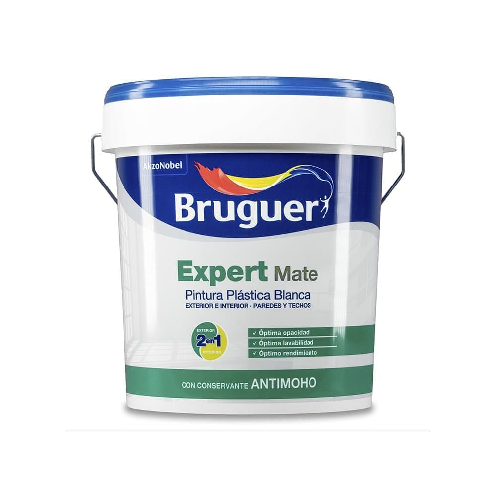 PINTURA PLÁSTICA ACRÍLICA ESTIRENADA INTERIOR/EXTERIOR, ANTIMOHO EXPERT, BLANCO MATE, 4 l