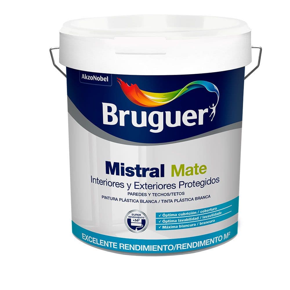 PINTURA PLÁSTICA ACRÍLICA ESTIRENADA INTERIOR/EXTERIOR MISTRAL BLANCO MATE 4 L