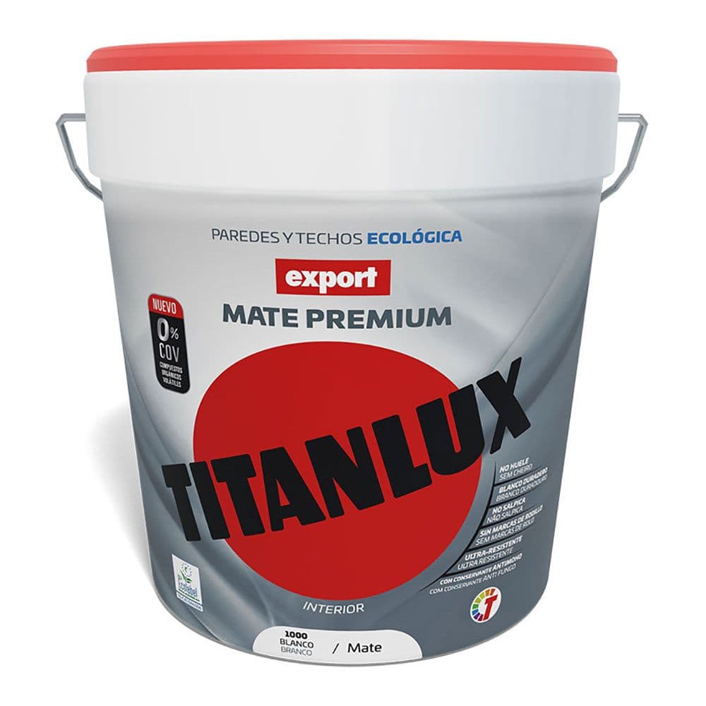 PINTURA PLÁSTICA VINÍLICA VEOVA INTERIOR ECO LAVABLE EXPORT BLANCO MATE 15 L
