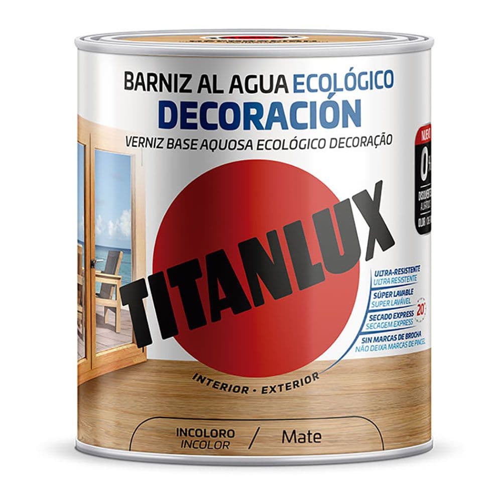 BARNIZ AL AGUA ECOLÓGICO DECORACIÓN INCOLORO MATE 250 ml