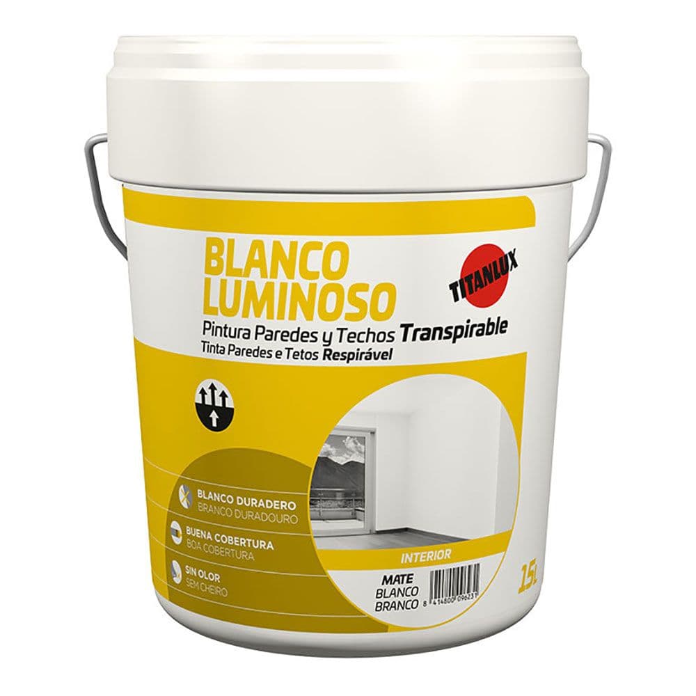 PINTURA PLÁSTICA ACRÍLICA ESTIRENADA INTERIOR, BLANCO MATE, 15 l