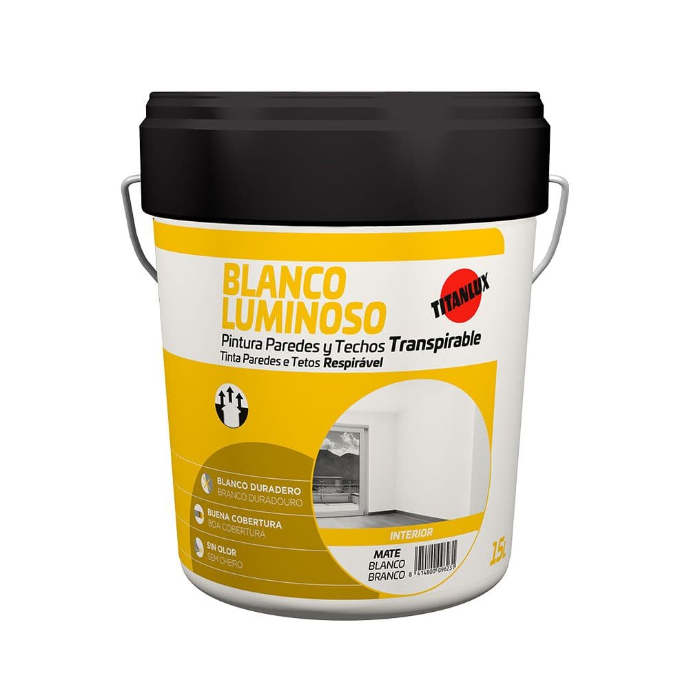 PINTURA PLÁSTICA ACRÍLICA ESTIRENADA INTERIOR, BLANCO MATE, 4 l