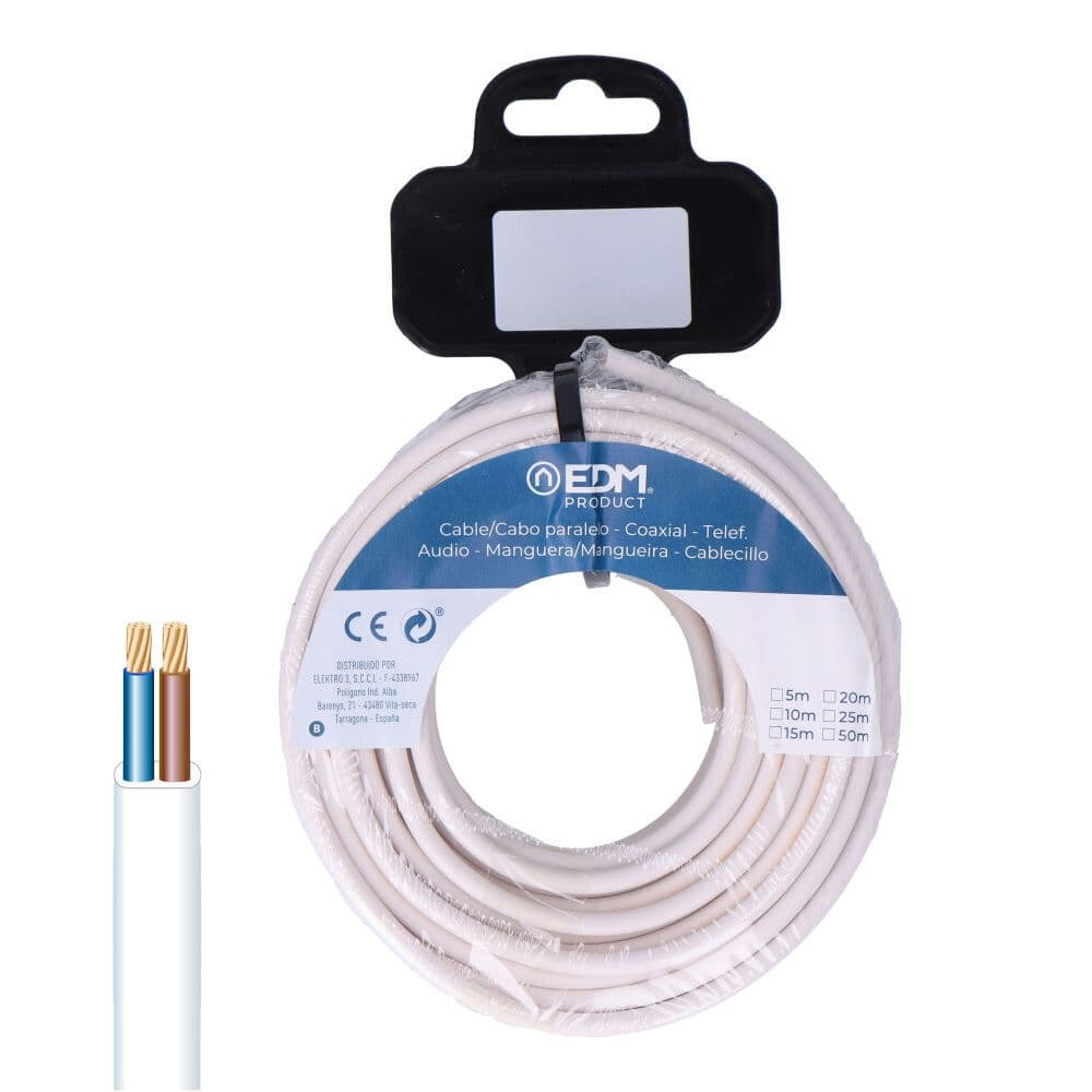 CARRETE MANGUERA PLANA H03VV-F 2 x 0,75 mm² BLANCA, 5 m