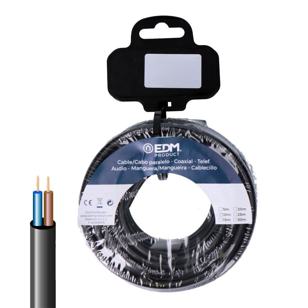 CARRETE MANGUERA TUBULAR VV-K06/1KV 2 x 1,50 mm², NEGRA, 20 m