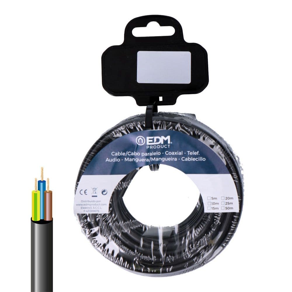 CARRETE MANGUERA TUBULAR VV-K06/1KV 3 G 1,50 mm² NEGRA, 10 m